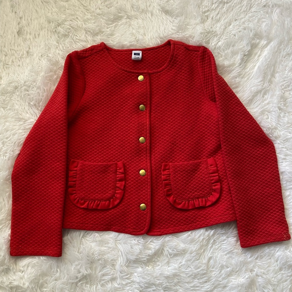 Janie and Jack Girls size 5-6 cotton button up jacket